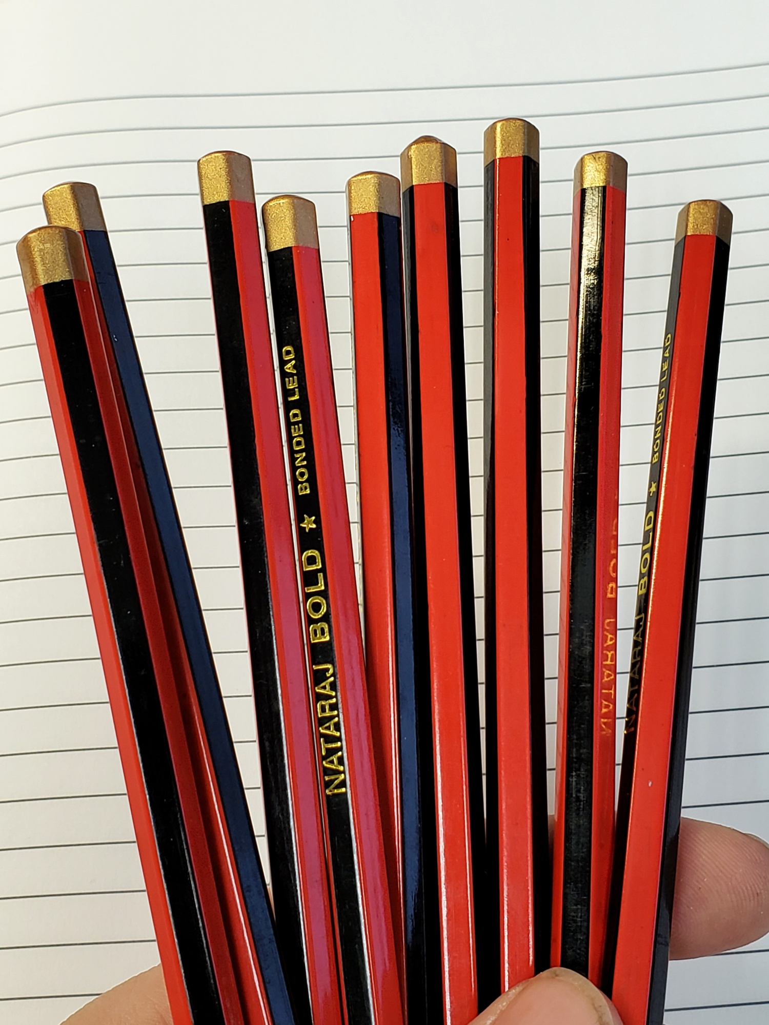 10 Pencils NATRAJ HB 621 BOLD WRITING HEXAGONAL PENCILS FREE ERASER & SHARPENER 