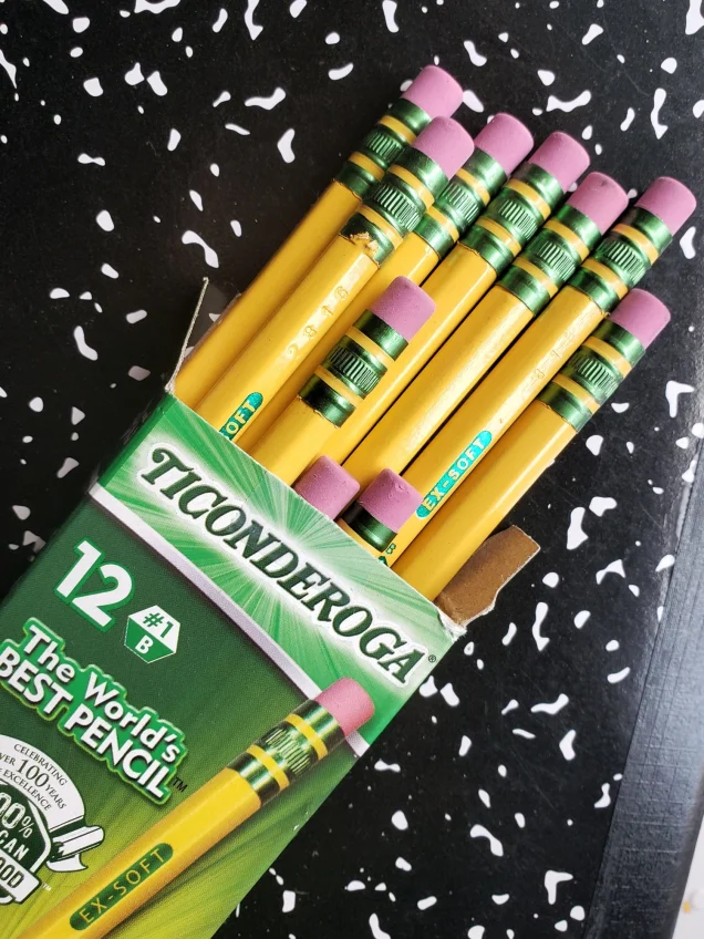 Ticonderoga Wood-Cased Pencils, 1 B Extra Soft, Yellow, 12 Count